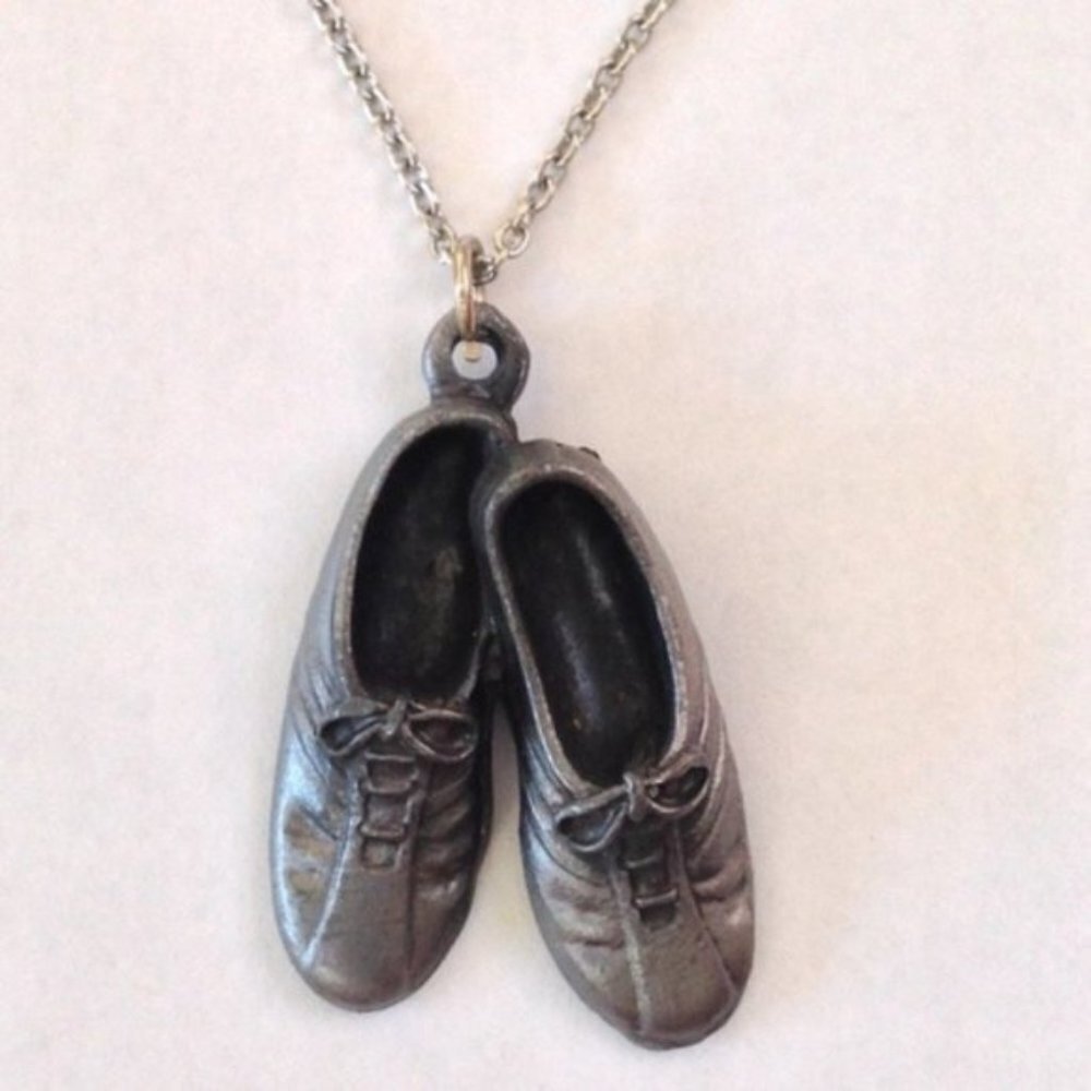Jog For Your Life Sneakers Pendant Necklace Silver Womens Jewelry Holiday‎ Gift